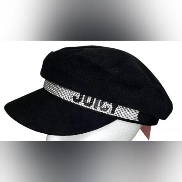 Womens Juicy Couture OG Bling Newsboy Hat Y2K Black - Picture 1 of 4